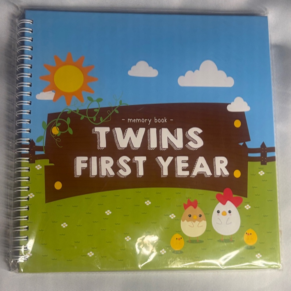 Unconditional Twins First Year Memory Book - Blue and Brown
